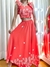 Conjunto Feminino Cropped Alça Babado e Saia Longa Estampado Charlene Ref. 1172