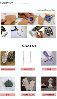 QIAO-cadenas de diamantes de imitación para ropa, adornos de cristal con purpurina 9 mts. - Importadora Serendipia-Etéreo 