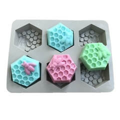 Molde de jabón de silicona de panal de abeja cuadrado 3D.