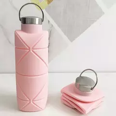 Botella de agua plegable a prueba de fugas, botella de silicona reutilizable par