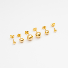 Kit trio de brincos clássicos bolas lisas banhado a ouro 18k