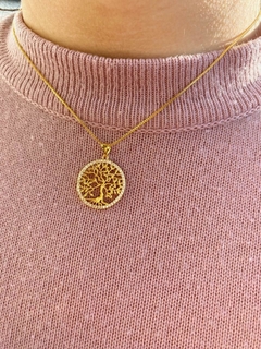 Colar Mandala arvore da vida com zircônias banhado a ouro18k (Zircônia)