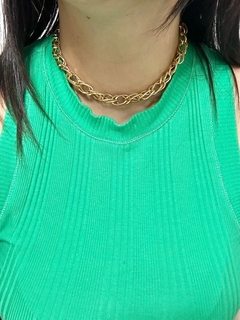 Colar chocker grosso banhado a ouro 18K