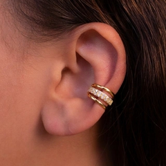 Piercing fake três faixas e zircônias banhado a ouro18k