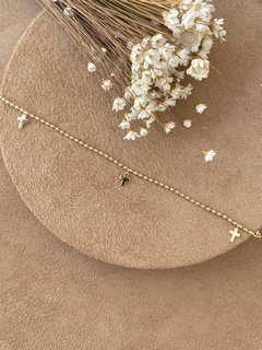 Pulseira de pontinhos e Cruzes banhado a ouro18k