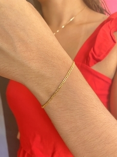 Pulseira elos Groumet tradicional banhado a ouro18k (Dourado)