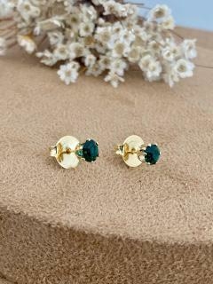 Brinco mini com zircônia verde banhado a ouro18k