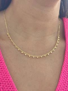 Choker corrente e bolinhas banhado a ouro18k