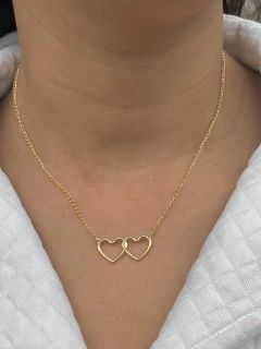 Colar dois corações banhado a ouro18k