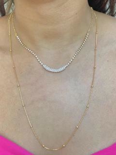 Colar dois em um longo de bolinhas e Choker de zircônias banhado a ouro18k