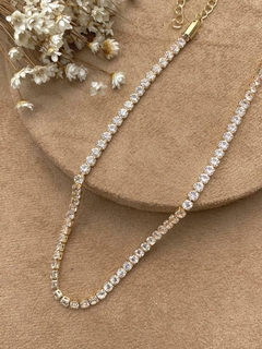 Colar PRIME chocker riviera cristal banhado a ouro 18k