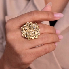 Anel moderno regulável banhado a ouro 18k