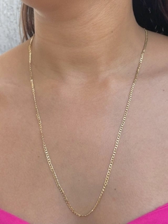 Colar longo Groumet achatada fina banhado a ouro18k