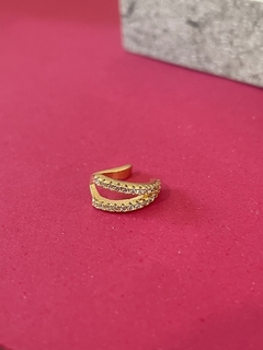 Piercing fake duas faixas de zircônias banhado a ouro 18k