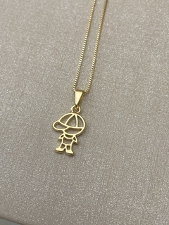 Colar de menino vazado banhado a ouro 18k