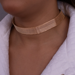 Choker grosso malha banhado a ouro 18k