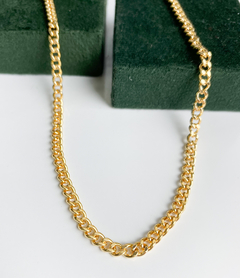 Colar elo grumet banhado a ouro 18k