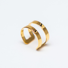 Piercing fake fio duas faixas banhado a ouro 18k