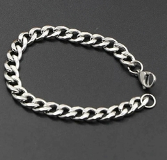 Pulseira Masculina em Aço Inoxidável Prateada (7mm)