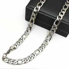 Colar masculino grosso (7mm) em aço inoxidável 60cm (prata)