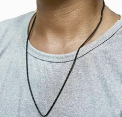 Colar masculino cordáo baiano (3mm) em aço inoxidável 60cm (preto) - comprar online