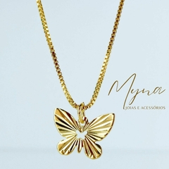 COLAR BORBOLETA TRABALHADA BANHADO A OURO 18K