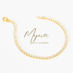 Pulseira riviera fina rodeada de zircônias banhado a ouro 18k