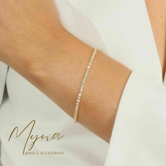 Pulseira riviera fina rodeada de zircônias banhado a ouro 18k - comprar online