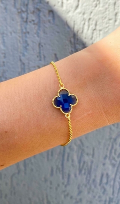Pulseira pingente virgínia azul banhado a ouro 18k