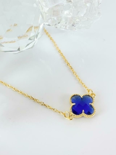 Choker com pingente Virgínia Azul banhado a ouro18k