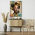 Quadro Decorativo Mulher Colagem Flores Laranja