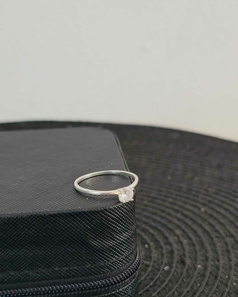 Anel Solitário - Prata 925