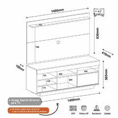 Mueble Panel de TV 42¨ Incluye soporte color Canela - El Rincón de Lina