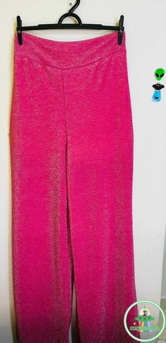 CALÇA PANTALONA BRILHO LUREX ROSA M