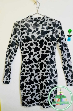 VESTIDO TULE VACA MANGA LONGA 2 PEÇAS M