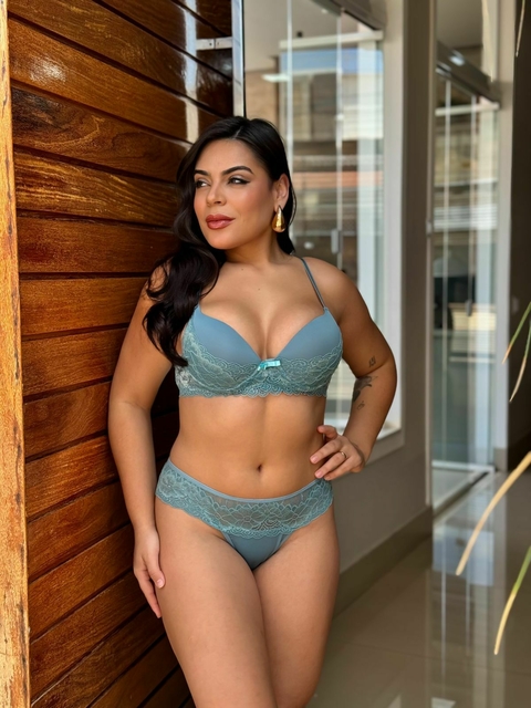 CONJUNTO MEIA RENDA AZUL TURQUEZA - GALICE