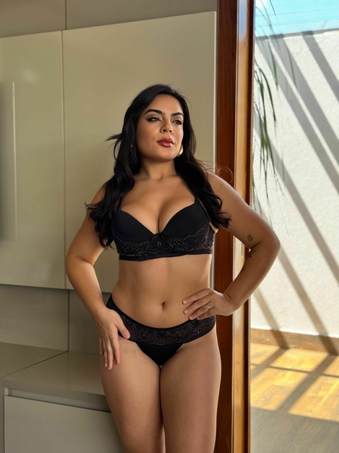 CONJUNTO MEIA RENDA PRETO - GALICE