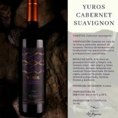 Vino Tinto Yuros Cabernet Sauvignon Botella 750ml - Bodega Las Mojarras - Año 2020 - Campo Vinado