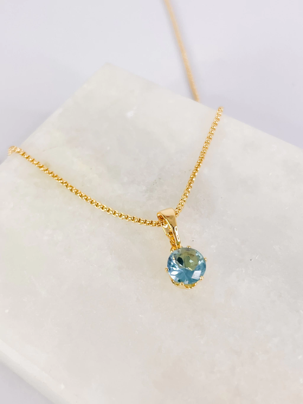 COLAR AQUAMARINE - BANHO DE OURO 18K