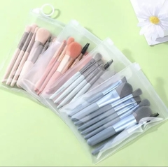 Box C/12pct Kit 8 Peças Conjunto De Pincéis De Maquiagem com Estojo Transparente