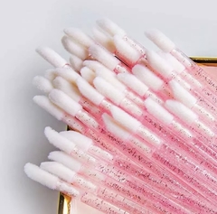Box C/12 Kit 50 pinceis aplicadores descartáveis de batom gloss extensão limpeza de cílios
