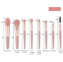 Box C/12pct Kit 8 Peças Conjunto De Pincéis De Maquiagem com Estojo Transparente