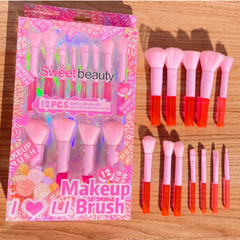 Mini Kit de Pincéis 12 Peças Portátil Sweet Beauty Box C/12Pçs