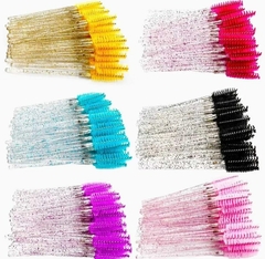50 escovinhas com glitter Extensão de Cílios e sobrancelha BOX C/12
