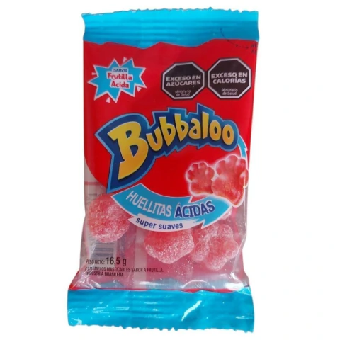 GOMITAS BUBBALOO FRUTILLA HUELLITAS ACIDAS x15gr
