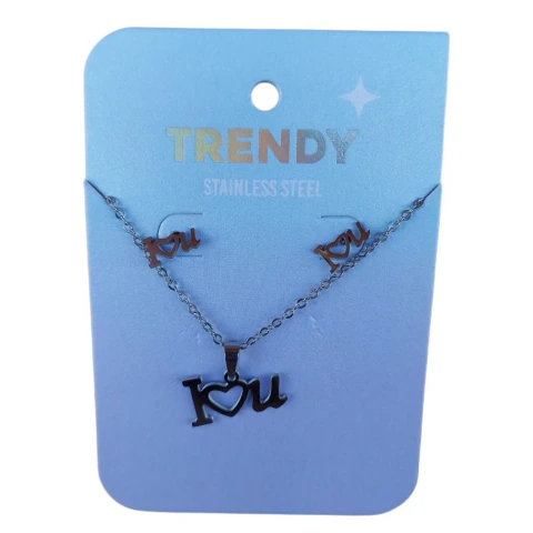 SET CADENA CON AROS TRENDY ACERO ID-16587