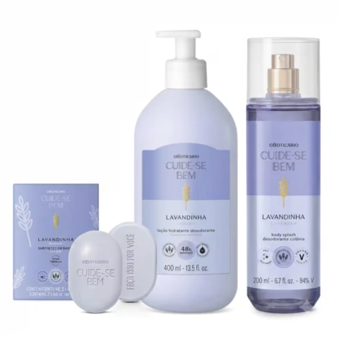 Kit Cuide-se Bem Lavandinha:Body Splash+Hidratante+Sabonetes