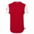 Camisa de torcedor do Arsenal, modelo 2022/23, na cor vermelha com mangas brancas, vista de costas.