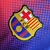 Camisa de manga longa do Barcelona, versão retrô da temporada 2012/13, com cores azul e vermelha, logo do time e patrocínio "Qatar Foundation".