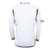 Camisa masculina de manga longa do Real Madrid, edição 2023/24, em branco, com detalhes em preto e dourado, vista de costas.
